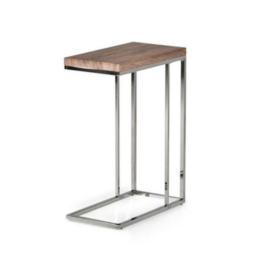 Lucia Chairside End Table Brown - Steve Silver: Chrome Frame, Wood Top, Space-Saving Design