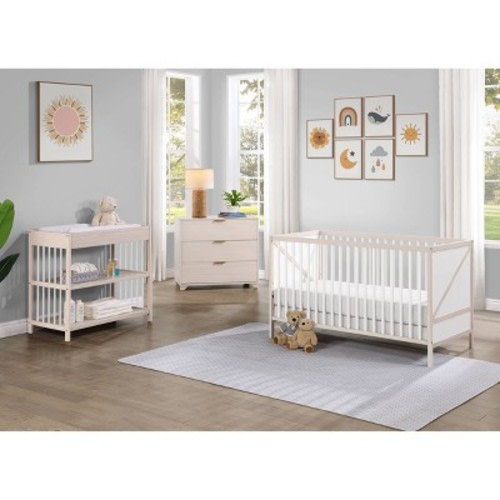 Suite Bebe Pixie Zen 3-in-1 Convertible Crib - Washed Natural/White