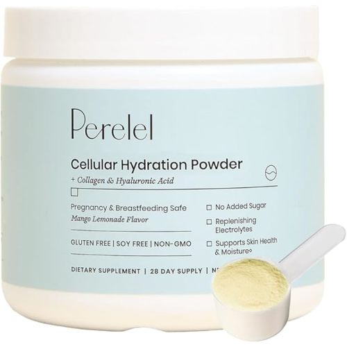 Perelel Hydration Powder, Electrolyte Supplement with Collagen & Hyaluronic Acid, Mango Lemonade Flavor, Soy & Gluten Free, Non GMO, No Added Sugar, 28 Servings