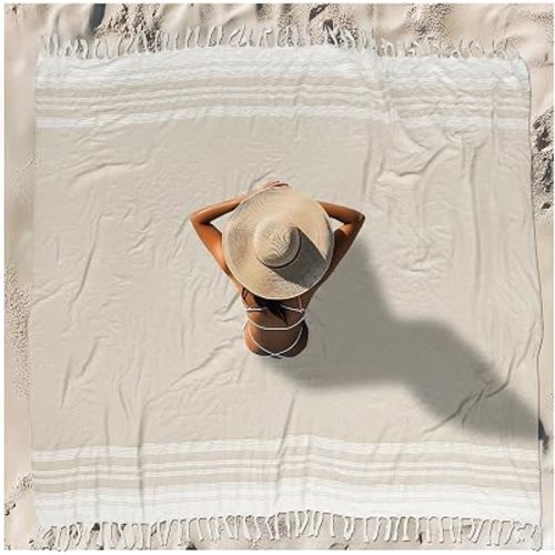 Oversized Turkish Beach Towel Blanket XXL Cotton Sandproof Towels Boho Woven Extra Large Big Sand Free Giant Throw Blankets Huge Quilt XL Picnic Camping Necessities Cloud for Adult Gifts