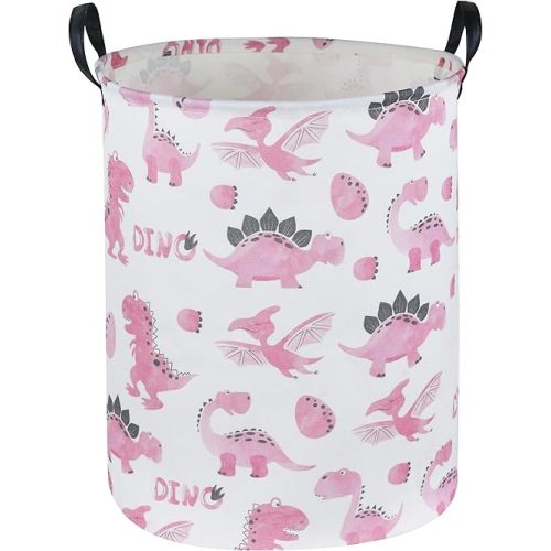 Pink Dinosaur Hamper,Kids Laundry Basket,Pink Storage Baskets for Boys and Girls Room Decor,Dinosaur Basket,Toy Organizer,Gift Hamper(Pink Dinosaur)