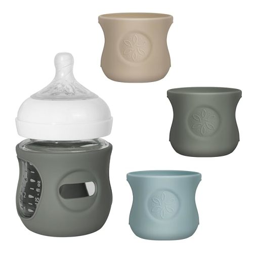 Joxodak 3 Pack Silicone Sleeves for Philips Avent Natural Bottle, Food Grade Silicone Anti Breakage Baby Bottles Holder, Compatible with Philips Avent Glass Natural Baby Bottle 4oz