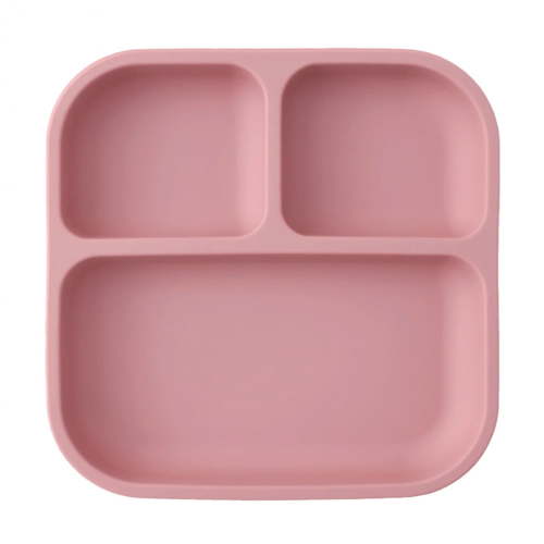 Color Kids 1PCS BPA Free Silicone Divided Square Plate Suction Baby Dish Leakproof Toddler Kids Meal Tray Easy Clean Tableware