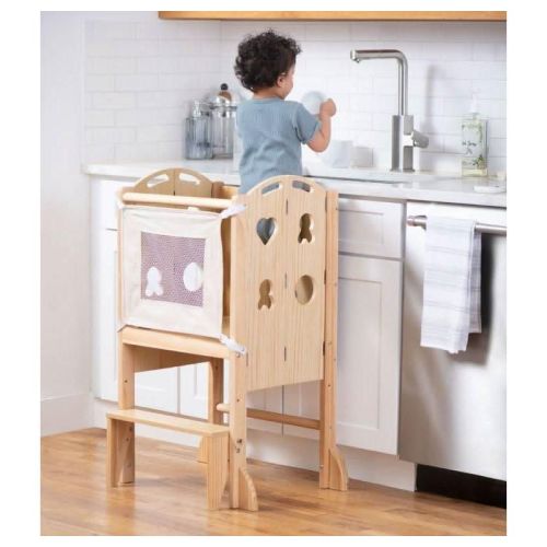 Avenlur Plum 3-in-1 Foldable Kitchen Tower, Step Stool & Chalkboard for Kids