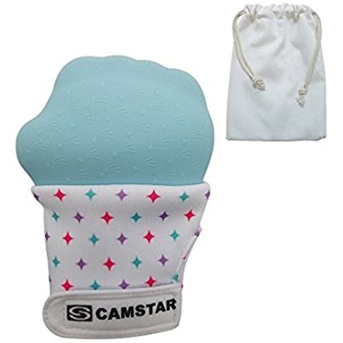 CAMSTAR Large Baby Teething Mitten Teether For Newborn Boy - Chewable Silicone Baby Teether Mitt - BPA Free Silicone Teething Toy For Infant & Toddler - Organic Teething Chew Glove - Baby Shower Gift