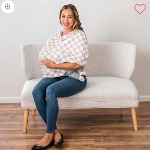 Itzy Ritzy 4-in-1 Nursing Cover, Car Seat Cover, Shopping Cart Cover & Infinity Scarf – Breathable, Multi-Use Nursing Cover Up for Breastfeeding, Carseat Canopy & Stroller Cover (Checkerboard)