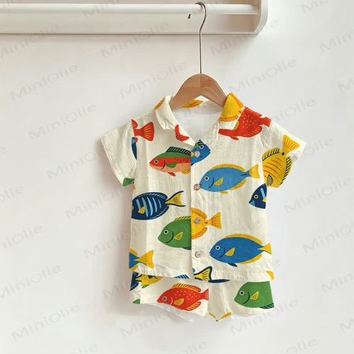 Baby Toddler Colorful Fish Shirt and Shorts 2-piece Set
