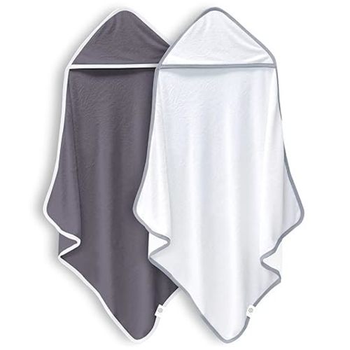 2 Pack Baby Bath Towel - Rayon Made from Bamboo, Ultra Soft Hooded Towels for Babies,Toddler,Infant - Newborn Essential -Perfect Baby Registry Gifts for Boy Girl