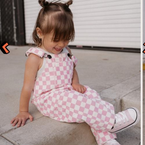 Checkered Overalls - Pink | Little Trouble