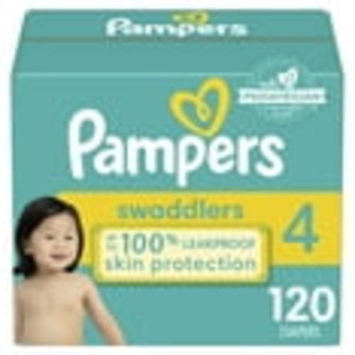 Pampers Swaddlers Size 4 Diapers, 120 Count - New & Improved, 100% Leakproof, Wrap & Protect System