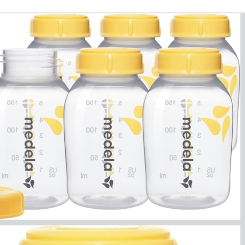 Medla Breast Milk Collection and Storage Bottles with Solid Lids - 6pk/5oz-150mL Breastmilk Container, Compatible with Medela Breast Pumps and Made Without BPA