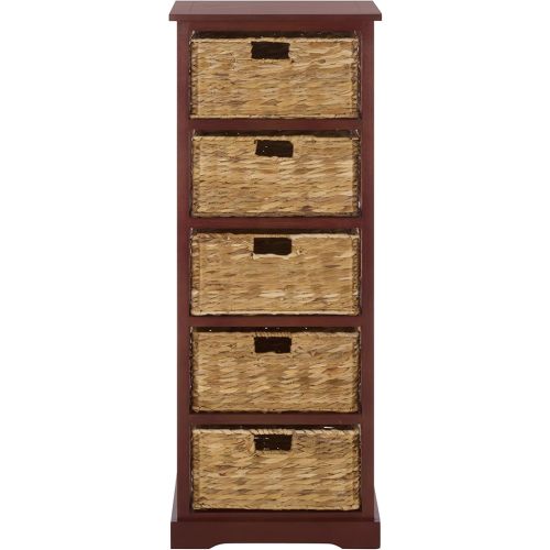 SAFAVIEH Home Collection Vedette Cherry 5-Drawer Wicker Basket Storage Tower (Fully Assembled)