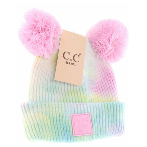 BABY Tie Dye Double Fur Pom C.C Beanie BABY7380POMPOM – ccbeanie.com