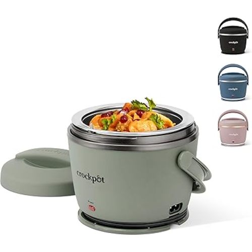 Crock-Pot Portable Electric Lunch Box 20-Ounce Food Warmer Moonshine Green | Ideal for Travel On-the-Go | Keeps Food Spill-Free Warm & Tasty | Dishwasher-Safe