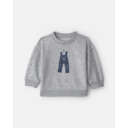 Baby Boy Overall French Terry Sweater - Grey - OshKosh B'gosh | Carter's