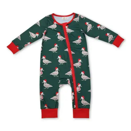 Green Christmas hat duck baby boy zipper romper – Bella Magnolia