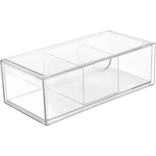Hair Accessories Organizer for Girls, Clear Acrylic Hair Tie Organizer, or Headband, bows，Cute Small Stackable Storage Drawer Container Caddy Box for Bathroom Vanity Countertop