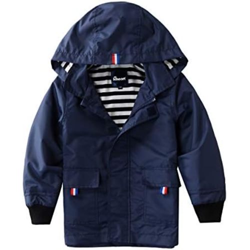 Hiheart Boys Girls Waterproof Hooded Jackets Cotton Lined Rain Jackets
