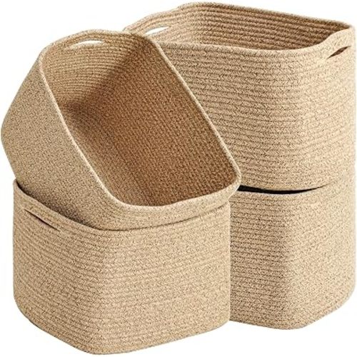Rope Storage Baskets for Organizing, 15x11x9 Mixed Brown 4 Packs