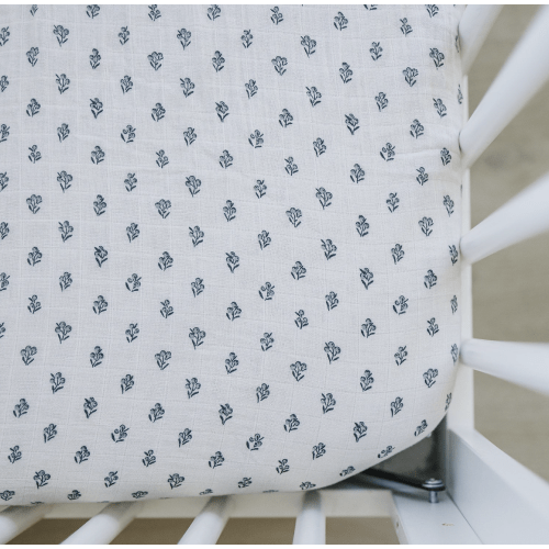 Cream Berry Muslin Crib Sheet