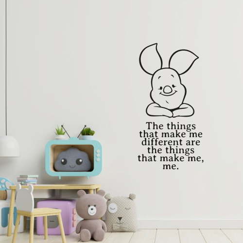 The Things That Make Me Different Are The Things That Make Me, Me Vinyl Wall Sticker Wall Decal Wall Art Décor Home Room Kids Room Boys Girls Room Pooh Lover Living Room Decoration Size (10x4 inch)