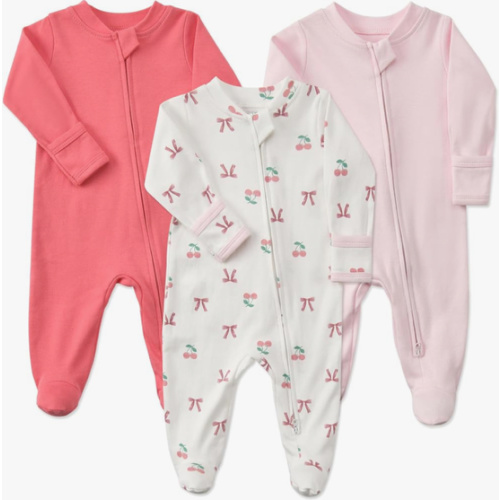 Aablexema Baby Footie Pajamas Cotton with Mitten Cuffs, Double Zipper
