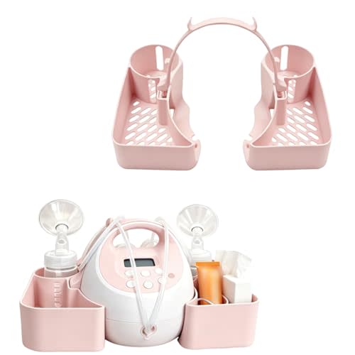 Compatible with Spectra Pump Caddy Organizer | S1 S2 Bottle Holder & Cord Storage – Side Trays for Breast Pump Accessories, Phone, Snacks, Cream (Pink)