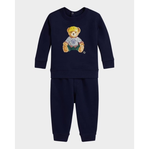 Boy's Magic Fleece Polo Bear Sweatshirt & Pants Set, Size 6M-24M