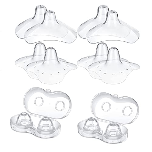 12 Pieces Nipple Cover for Nursing Newborn, Silicone Inverted Nipple Corrector,with Clear Carrying Case Silicone Nipple Extender for Breastfeeding, Flat or Inverted Nipples