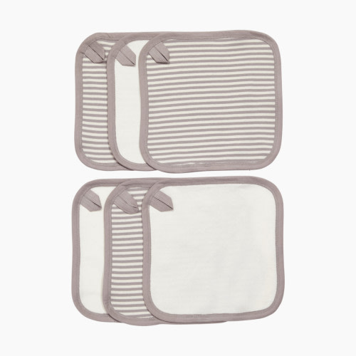 Small Story Organic Washcloth (6 Pack) - Grey Stripe, 6