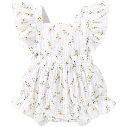 Happy Town Newborn Baby Girl Clothes Infant Summer Romper Sleeveless Floral Cute Outfits One Piece Jumpsuit Bodysuit
