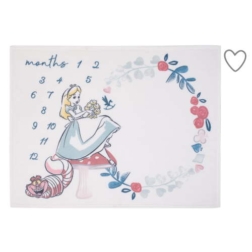 Disney Alice in Wonderland Milestone Baby Blanket, Plush Fabric, Includes Felt Cutout