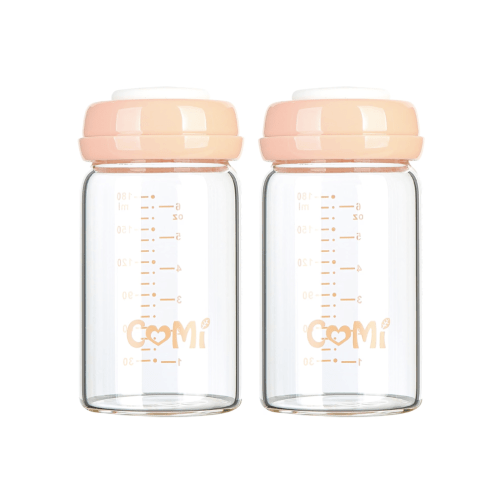 COMI Wide Neck Glass Breastmilk Collection n Storage Bottle, 6oz (Pink)