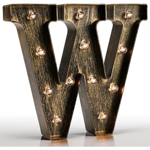 Pooqla Vintage Light Up Marquee Letters with Lights – Illuminated Industrial Style Lighted Alphabet Letter Signs - Coffee Bar Apartment Bedroom Wall Home Initials Decor A-Z