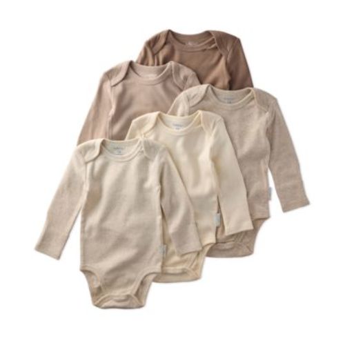 Baby Boys' and Girls' Cotton Long-Sleeve Bodysuits, 5-Pack Set