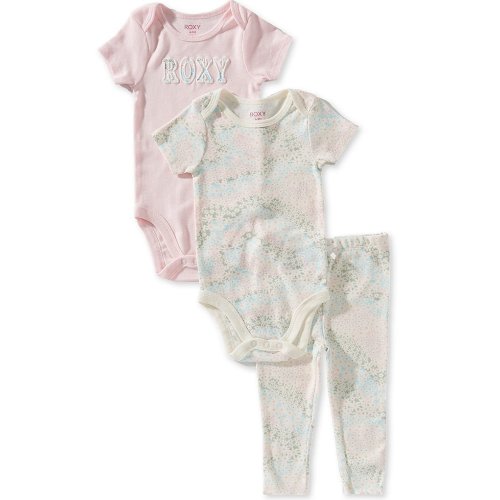 Roxy Baby Girls Floral Printed Bodysuits And Leggings 3-Piece Set