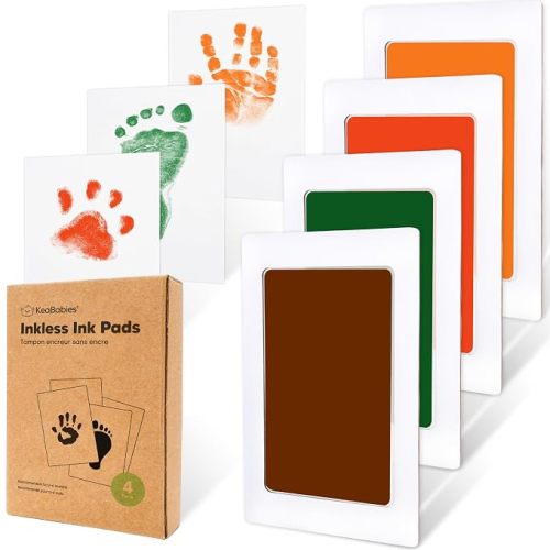 4pk Inkless Baby Hand and Footprint Kit, Mess Free Ink Pads (Jet Black, R)