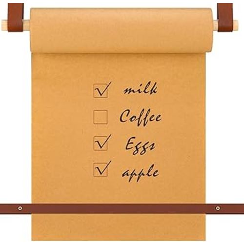 Lincia 24 Inch Kraft Paper Roll Dispenser Wall Mounted 30 Meters Brown Grocery List Note Craft Butcher Paper Roll Holder Memo Board for Wall Decor, to-do Lists, DIY Drawing, Artwork, Creative