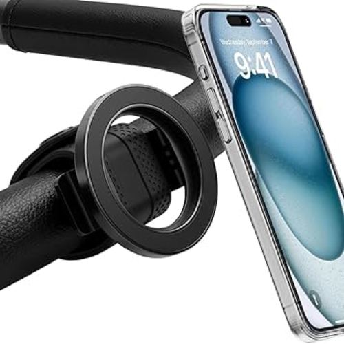 Lusinus Stroller Phone Holder Compatible with YOYO Strollers, Magnetic Handlebar Mount Compatible with MagSafe, Universal Accessories for Baby & Jogging Strollers, Carts, Adjustable Strap