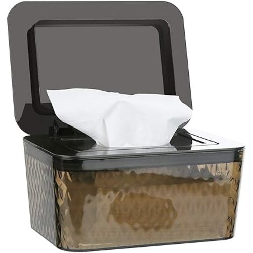 Wipes Dispenser, One-Handed Operation Wipe Holder for Baby & Adult, Seal-Designed Wipes Container for Bathroom Keep Diaper Wipes Fresh (Brown)