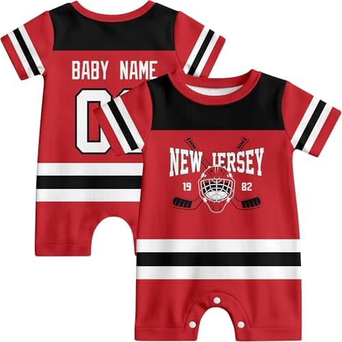 KREDE Baby Romper Custom Baby Clothes with Name Number Personalized Bodysuit for Baby Boys Girls