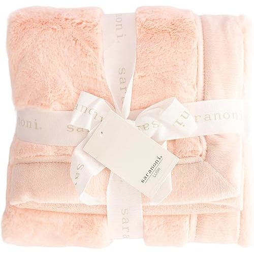 Saranoni Luxury Receiving Blankets for Babies | Ultra-Soft Lush and Boutique Quality Baby Blanket | Peach Blush - 40” x 30”