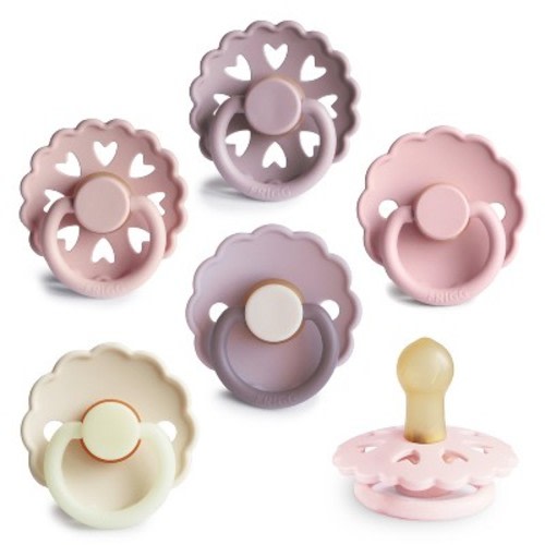 FRIGG Natural Rubber Pacifier 6-Pack Blooming Love 0-6 months