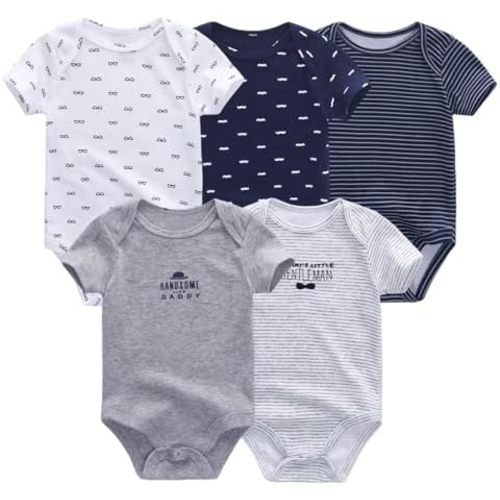 Fashion Unisex baby Boy Girl Bodysuits 5-Pack Casual Cotton Soft Infants Outfit New born Clothes