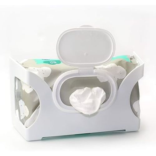 Gadjit Baby Wet Wipe Holder – Wall-Mounted WetWipe Dispenser Keep Wipes Easy-to-Reach with One-Handed Dispensing at Diapering, Potty-Training, Snack-time – Holds Up to 84-Count Pk – (White)