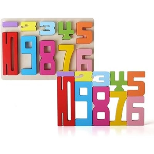 10PCS Wooden Number Building Blocks Montessori 1-10 - Wooden Stacking Numbers Math Toys, Friends of Ten Number Blocks, Basic Number Counting Blocks with Play Guide, Number Toys for Toddlers 1-3