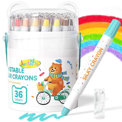 Jupitearth, Silky Washable Crayons, 36Ct, Kids Art Supplies
