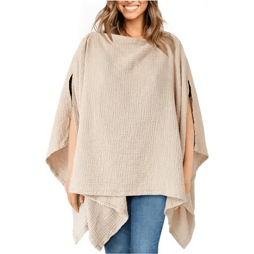 Konssy Muslin Nursing Cover for Breastfeeding, 360° Full Privacy Breathable 100% Cotton Breastfeeding Cover, Multi-use Carseat Canopy