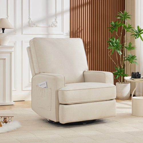 Isabelle & Max™ 32.6" Wide Oversized Upholstered Swivel Reclining Glider With Storage Pocket | Wayfair