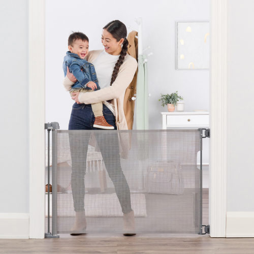Regalo Retractable Gate 50-in x 30-in Hardware Mounted Gray Plastic Safety Gate